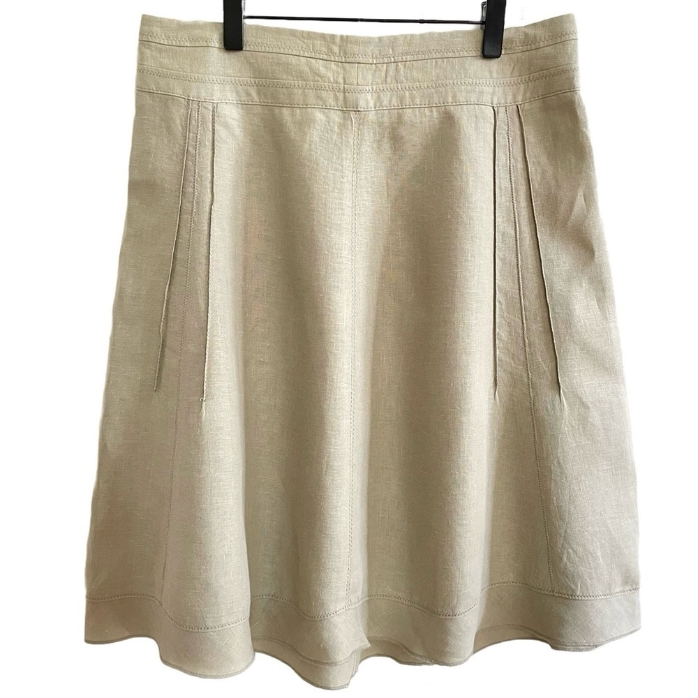 Benetton Linen Skirt, Beige, Italy Size 40 (4 US)